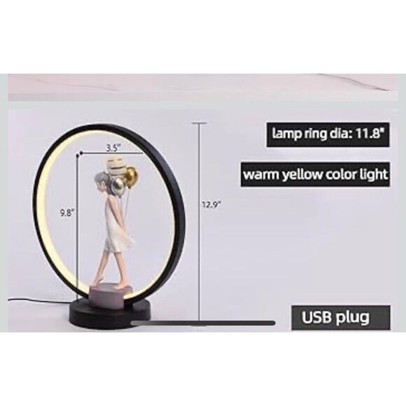 NIB  Ayra Luxury Baloon Girl Sculpture Decoration Resin Lamp Pink  Iron base - Picture 8 of 12